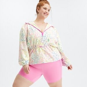 Fabletics Pastel Floral Windbreaker with Pink Trim